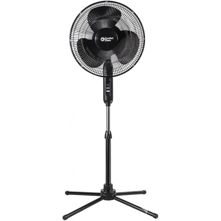 Electric Oscillating Pedestal Fan, Stand Fan, 16 inch, 3 Speed, 90 Degree Oscillating Head, Adjustable Height and Tilt, Airflow 7.48 ft/sec, Ideal for Home, Bedroom & Office, CZST161BTEBK Electric Oscillating Pedestal Fan, Stand Fan, 16 inch, 3 Speed, 90 Degree Oscillating Head, Adjustable Height and Tilt, Airflow 7.48 ft/sec, Ideal for Home, Bedroom & Office, CZST161BTEBK
