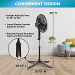 Electric Oscillating Pedestal Fan, Stand Fan, 16 inch, 3 Speed, 90 Degree Oscillating Head, Adjustable Height and Tilt, Airflow 7.48 ft/sec, Ideal for Home, Bedroom & Office, CZST161BTEBK Electric Oscillating Pedestal Fan, Stand Fan, 16 inch, 3 Speed, 90 Degree Oscillating Head, Adjustable Height and Tilt, Airflow 7.48 ft/sec, Ideal for Home, Bedroom & Office, CZST161BTEBK