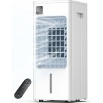 Windowless Portable Air Conditioner, 24.2" Evaporative Air Cooler with Remote, 3 Speeds, Digital Display, 12H Timer, 2 Gal Water Tank, Oscillating Swamp Cooler for Bedroom, Living Room, AC Unit, White