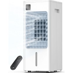 Windowless Portable Air Conditioner, 24.2" Evaporative Air Cooler with Remote, 3 Speeds, Digital Display, 12H Timer, 2 Gal Water Tank, Oscillating Swamp Cooler for Bedroom, Living Room, AC Unit, White