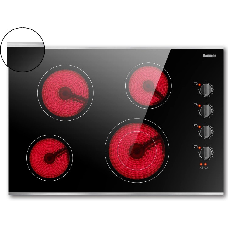 30 Inch Electric Cooktop 4 Burners, Knob Control Ceramic Cooktop 30 Inch Electric Cooktop 4 Burners, Knob Control Ceramic Cooktop